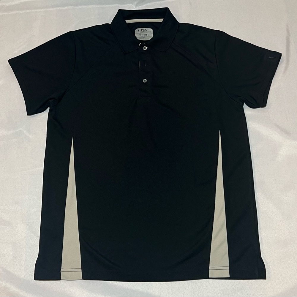PGA Tour Black Short Sleeve Golf Polo Shirt Size Large
